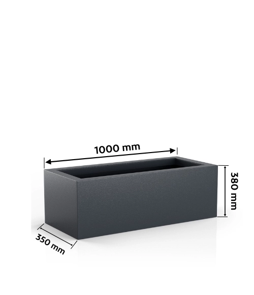 Duża prostokątna donica o wymiarach 100x35x38